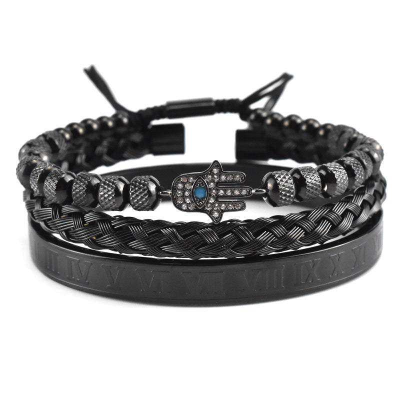 Stainless Steel Roman Bracelet Set