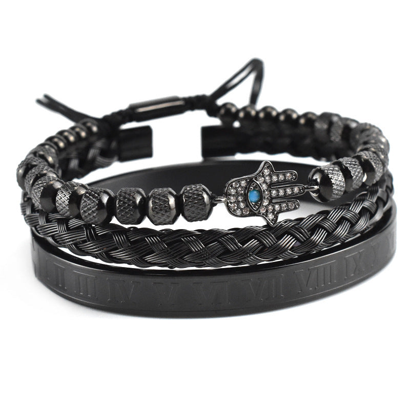 Stainless Steel Roman Bracelet Set