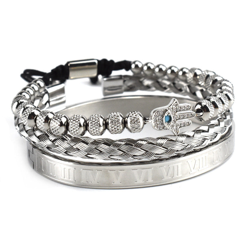 Stainless Steel Roman Bracelet Set
